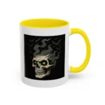 Halloween Skull Mug – Spooky Coffee Cup with Green Eyes & Bats - Image 47