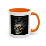 Halloween Skull Mug – Spooky Coffee Cup with Green Eyes & Bats - Image 45